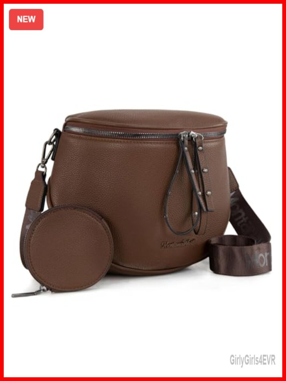 Large Vegan Leather Crossbody Bag with Coin Purse
